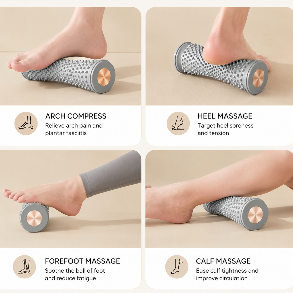 Foot massage roller, deep tissue, and calf massager.